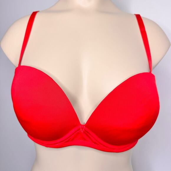 Pink K Women's Size 36D Bra Red Underwire Convertible Straps Push Up NWOT - Picture 2 of 7